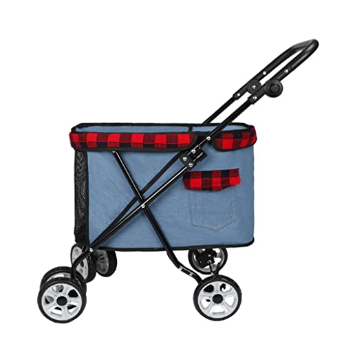 JingYi Store Kinderwagen Opvouwbare Hondenbuggy Buitenbuggy Kattenbuggy Hondenbuggy (Color : Blue(B), Size : 74 * 40 * 82cm)