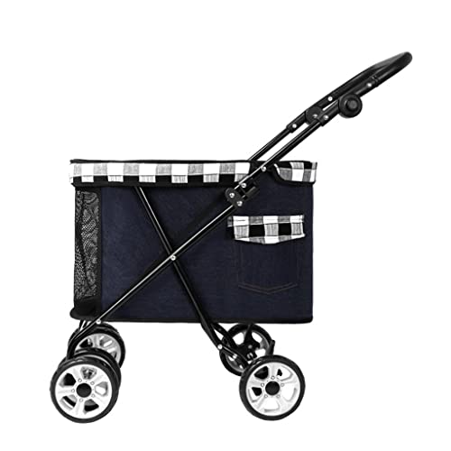 JingYi Store Kinderwagen Opvouwbare Hondenbuggy Buitenbuggy Kattenbuggy Hondenbuggy (Color : Black, Size : 74 * 40 * 82cm)