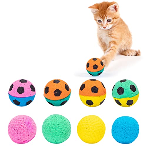 Nobleza Kattenspeelgoed, schuimbal, 8 stuks, voetballen voor katten, kattenspeelgoed, speelgoed voor binnen en buiten, interactief kattenspeelgoed