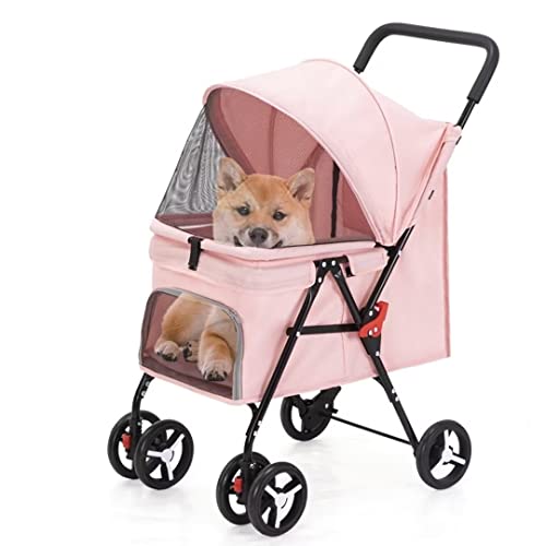 LSQXSS Hondenwagen Buggy Opvouwbare kinderwagens voor kleine en middelgrote hond en kat 4 wielen Hondenwagen Doggy-kinderwagen met universele wielen Dierenwagen Trolly met verstelbare luifel