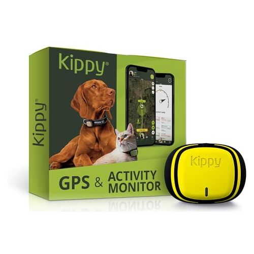 KIPPY EVO De nieuwe GPS-tracker Halsband en Activiteitentracker voor Honden en Katten, 38 gr, Waterdicht, 7 dagen Batterij, Lemon Geel