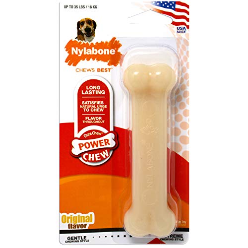 Nylabone Kauwbot van  – extra klein, kip, bot, M, wit