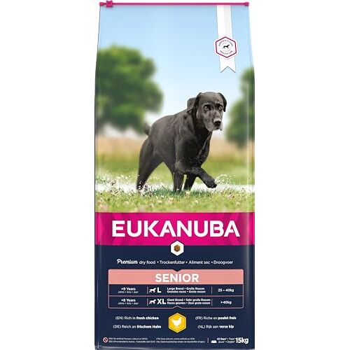 EUKANUBA premium hondenvoer met kip voor grote rassen droogvoer voor senior honden, 15 kg