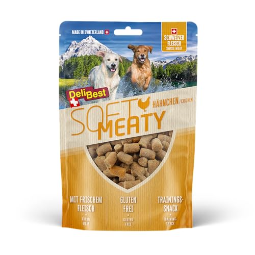 DeliBest Soft Meatys van kippenvlees, hondensnack, graanvrij, hondenlekkernij, traktatie voor beloning of tijdens het trainen, traktatie hond, hondensnack met een hoog vleesgehalte, 150 g