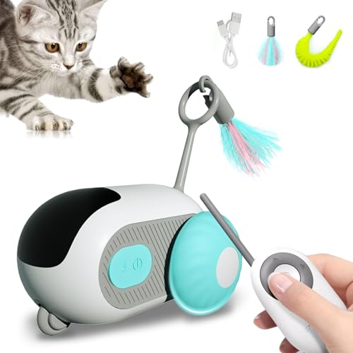 EPROICKS Elektrische kattenspeelgoed, muis, interactief kattenspeelgoed met afstandsbediening, interactieve speelgoedmuis, kattenspeelgoed, muizen met USB-kabel, twee interactieve modi (blauw)