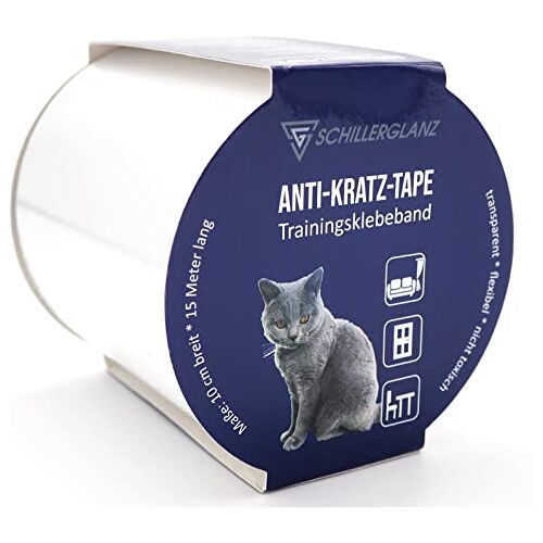 Schillerglanz Krasbescherming voor katten, 15 m (10 x 15 m), krasbescherming, trainingstape, meubelbescherming, kattenopvoeding, oefenband, oppervlaktebescherming, meubelbescherming, bankbescherming