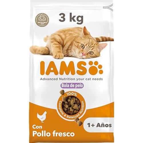 IAMS for Vitality Anti-haarballen kattenvoer droog droogvoer voor katten vanaf 1 jaar, 3 kg