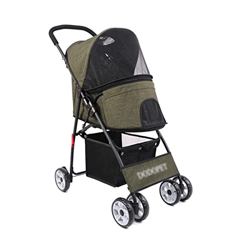 JingYi Store Kinderwagen Opvouwbare Hondenbuggy Buitenbuggy Kattenbuggy Hondenbuggy (Color : Green, Size : 77 * 43 * 92cm)