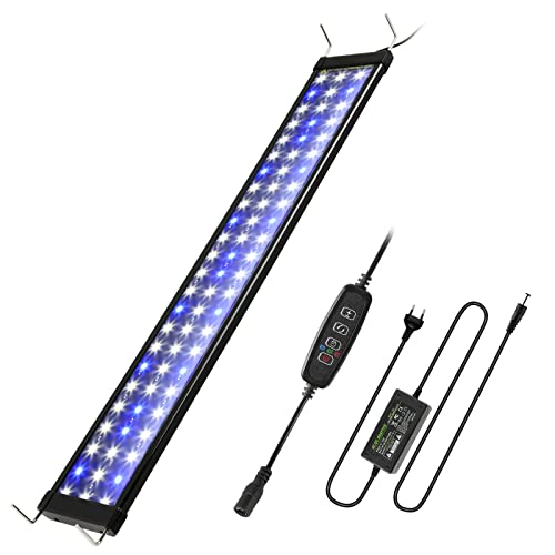 Einfeben LED-aquariumverlichting, blauw wit licht 20W universele aquariumverlichting met verstelbare beugel voor zoetwateraquaria van 72.5-90 cm