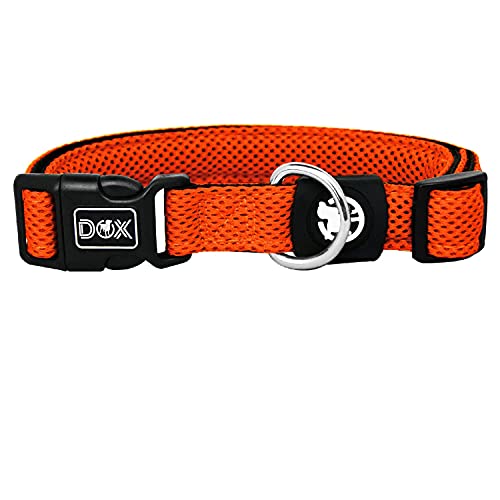 DDOXX Hondenhalsband Air Mesh, verstelbaar, gewatteerd, vele kleuren, voor kleine en grote honden, halsband voor hond, kat, puppy, hondenhalsband, kattenhalsband, puppyhalsband, klein, oranje, XS