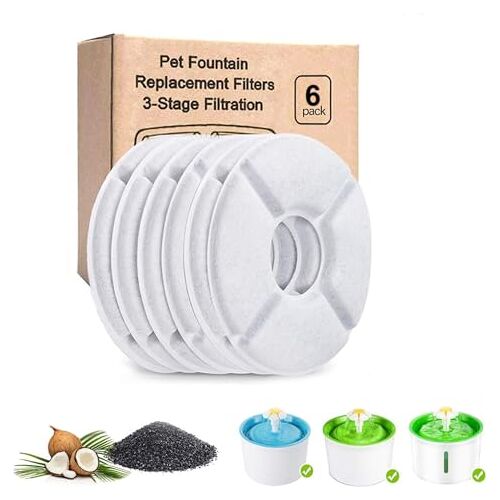 SiaMed 6 x filter kattenfontein, reservefilter, drinkfonteinfilter, filter voor katten en honden, drinkfonteinfilter, kattenaccessoires (6)