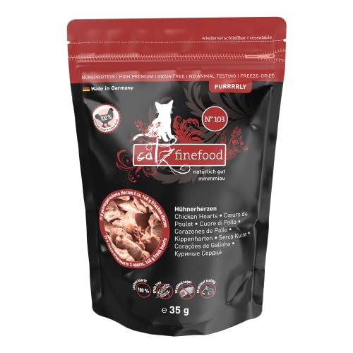 Catz finefood Purrrly No. 103 kippenharten, gevriesdroogde kattensnack/kattenlekkernijen, verpakking van 6 stuks (6 x 35 g)