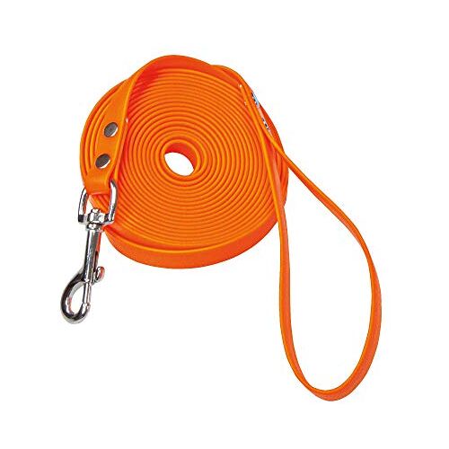 Schecker Biothane sleeplijn, oranje, trainingslijn, hondenriem met polsband, 5 m/9 mm