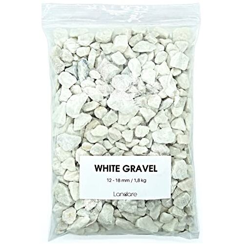 Landare Wit grind 1,8 kg decoratieve stenen aquariumgrind decoratieve stenen voor vazen aquarium- en aquariumstenen bloempotten tuingrind (12-18 mm)