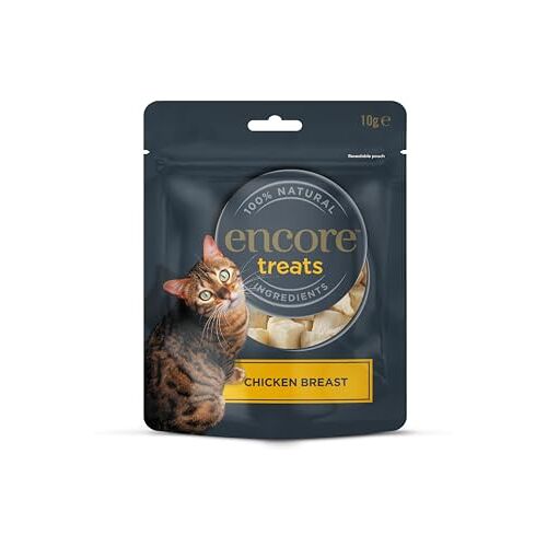 ENCORE 100% natuurlijke tonijnfilet-kattensnacks, gevriesdroogd, graanvrije gezonde kattensnacks voor beloningen en training, verpakking van 12 x 10 g zakjes