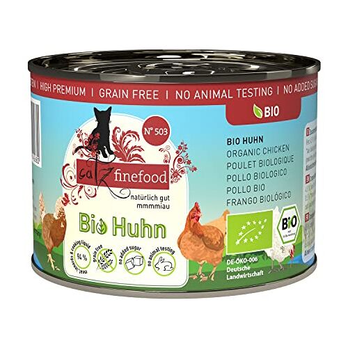 Catz finefood Biologisch kattenvoer kip N° 503 nat voer voor katten 6 x 200 g zonder granen en toegevoegde suiker (1,2 kg)