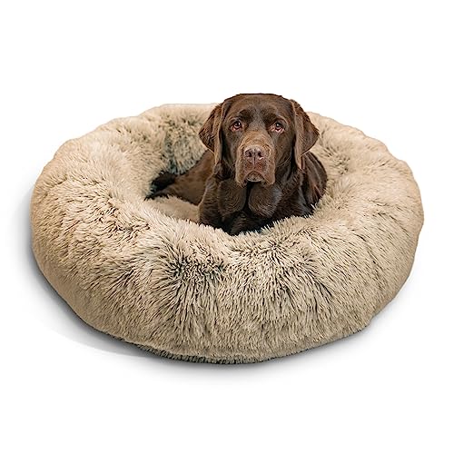 Best Friends by Sheri The Original Calming Donut Rustgevende donutmand voor katten en honden Machinewasbaar, verwijderbare hoes met rits taupe 91 x 91 cm L