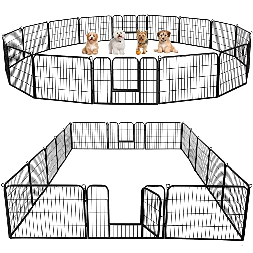 Yaheetech 16-delige puppyren met 2 deuren, puppyhek voor honden per paneel 80 x 60 cm, zwart