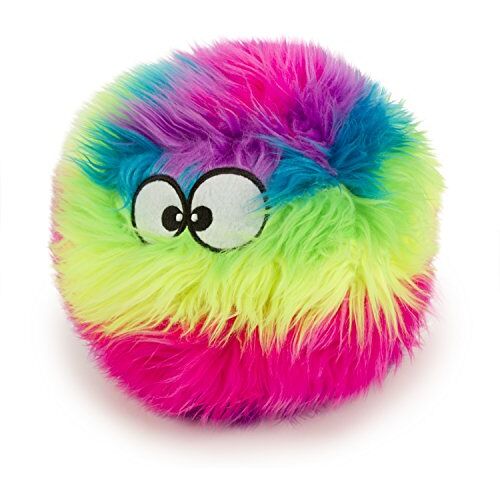 goDog Moonmoon  Furballz piepende pluche bal hondenspeelgoed, kauwbewakingstechnologie regenboog, groot