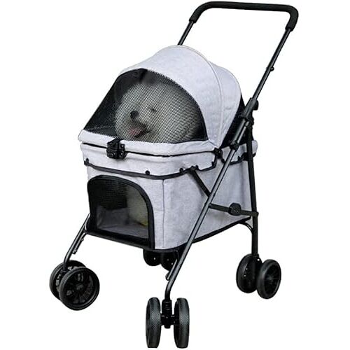 RsFiL Wandelwagen Hond Wandelwagen 4 Wielen Hond Wandelwagen Huisdier Carrier Met Mesh Venster