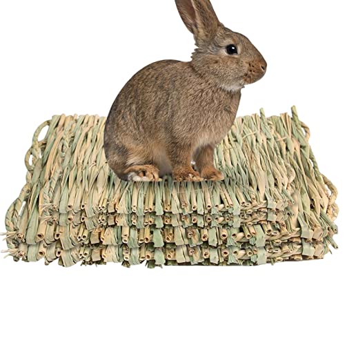 Virtcooy Konijn Hooimat,Natuurlijk geweven hamstergras nest Bunny Mat Bunny Grass Bed Nest Play Kauwspeeltjes voor Konijn Hamster Chinchilla Eekhoorn