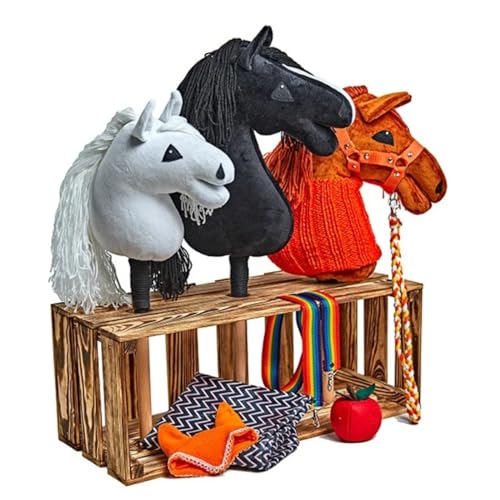 KHT ARIA SHOP Hobby Horse, stal voor 3 hobby-paarden, paardenstaal voor hobby, paarden en stokpaarden (levering zonder paarden)