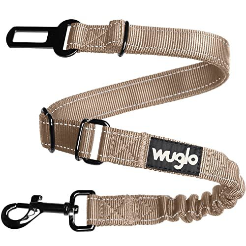 Wuglo 30-95 cm  hondengordel Auto harnas voor honden met sterk elastiek Duurzame & veilige veiligheidsgordel hond met clip Universeel autoharnas voor honden (beige)