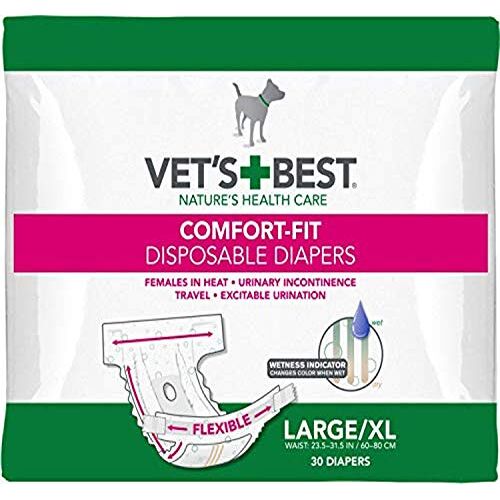 Vet's Best Comfort Fit Hondenluiers, wegwerpluiers voor teven, maat L/XL, 30 ct