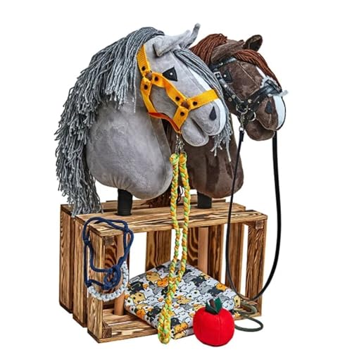 KHT ARIA SHOP Hobby Horse, stal voor 2 hobby-paarden, paardenstaal voor hobby, paarden en stokpaarden (levering zonder paarden)