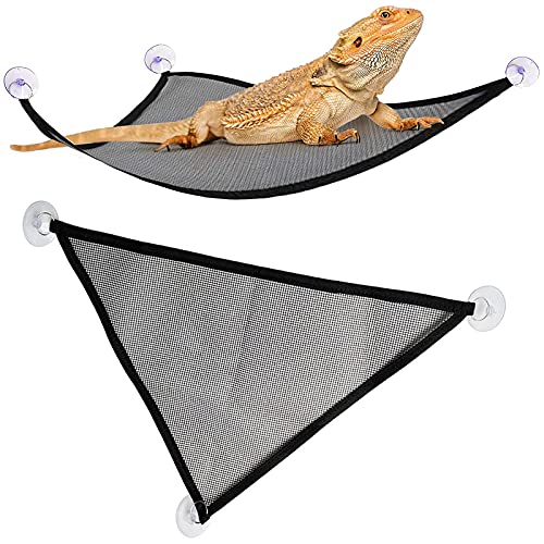 SEABABOO 2 Stks Mesh Reptiel Hangmatten Ligstoel Reptiel Hangmat Hagedis Baardagamen Gekko'S Reptielen Hagedis Schommel Accessoires Snake Reptiel Hagedissen Kleine Hagedis Klimmen Dier Hangmat Nylon Zwart