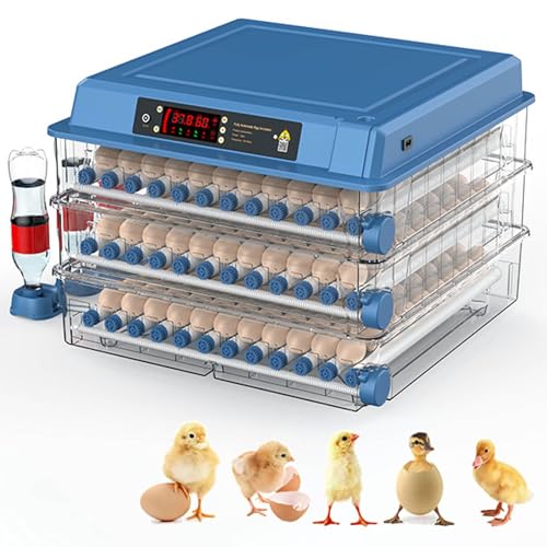 UPIKIT Eierincubator, 64-300 Mini-Eierincubator Met Ladetype, Met Automatisch Draaien Van Eieren En Temperatuur- En Vochtigheids-LED-Display, 360° Zicht Op Gevogelteincubator,300-eggs-EU