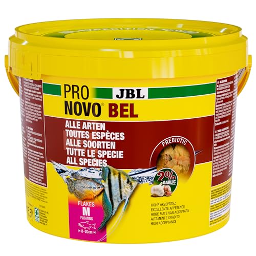 JBL PRONOVO BEL FLAKES, hoofdvoer voor alle aquariumvissen van 8-20 cm, visvoer-vlokken, maat M, 5.5 L