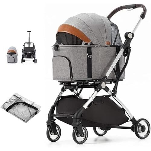 TEmkin Kinderwagen met regenhoes Aluminium beugel Reiswagen Vervoer Kinderwagens voor kleine middelgrote honden/2 katten Huisdierendraagtas Trolley Kinderwagens Kinderwagens