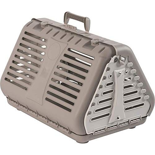 Rotho MyPet Toby Opvouwbare transportbox voor katten, kleine honden en kleine dieren, Kunststof (PP) BPA-vrij, beige/wit, (53.4 x 42.5 x 12.4 cm)