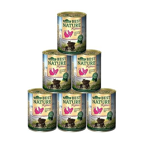 Dehner Best Nature Kattenvoer kitten, gevogelte harten en rijst, 6 x 400 g (2,4 kg)