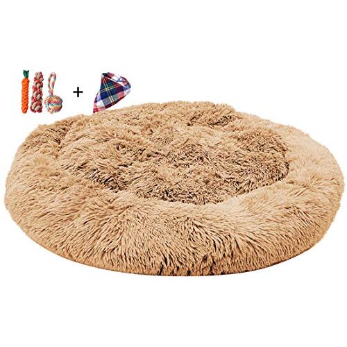 ping bu Medium Hondenbed Sofa Huisdier Bedden voor Hond Manden Bedden Kussen Extra Grote Hond Bedden Knuffel Donut Huisdier Kat Kalmerend Bed (100CM-XL, Beige)