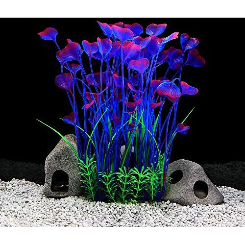 LYNKO Grote aquariumplanten kunstmatige plastic aquarium planten decoratie ornament plastic levendige simulatie plant wezen aquarium landschap 40cm x 18cm blauw