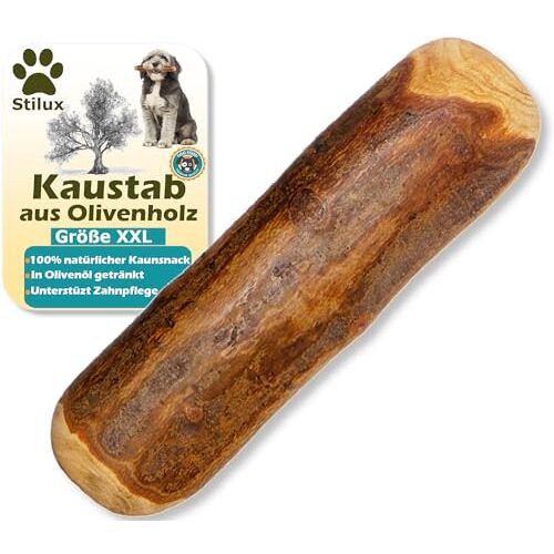 Stilux ® kauwbot van olijfhout voor honden vanaf 40 kg, maat XXL, hondenbot hondenspeelgoed, natuurlijk kauwhout speelgoed, kauwspeelgoed voor tandverzorging van de hond