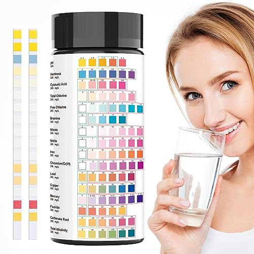 Kazuko Waterteststrip, 16-in-1 aquariumteststrip, loodtestset voor thuiswater, aquarium-teststrips, 100 strips, eenvoudig testen van lood