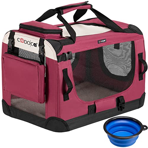 Cadoca Katten Reismand S 51x35x35cm Opvouwbaar Transportbox Dieren Hondentransportbox Kattentransportbox Donker Rood