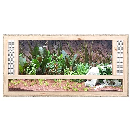 ECOZONE Houten terrarium met frontventilatie, 80 x 50 x 50 cm, houten terrarium van OSB-platen, terraria voor exotische dieren zoals slangen, reptielen en amfibieën