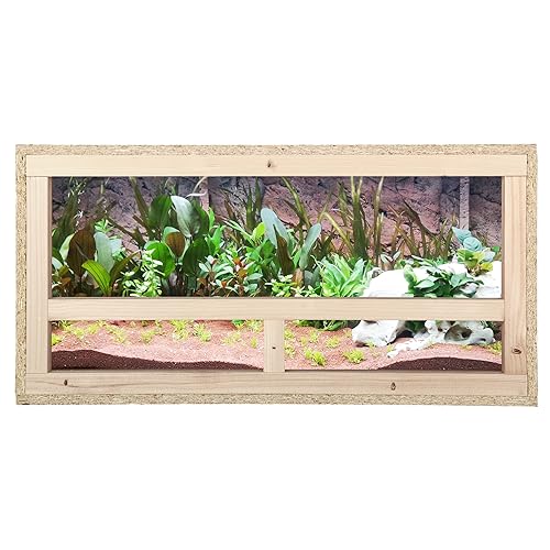 ECOZONE Houten terrarium met zijventilatie 60 x 30 x 30 cm houten terrarium van OSB-platen terraria voor exotische dieren zoals slangen, reptielen en amfibieën