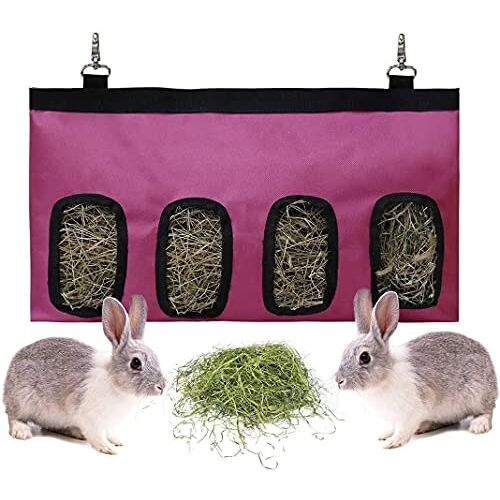 Namvo Hay Feeder Bag voor konijnen, cavia, hooivoederopslag, hangend voerhooi voor kleine dieren, grote maat 600D Oxford-stof, rood