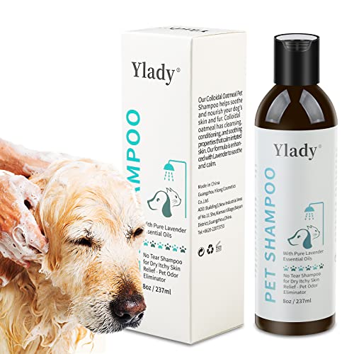 YLady Pet Shampoo, 237ml Hondenshampoo voor de droge, jeukende huid, Deodoriserende kattenshampoo voor reiniging en conditionering
