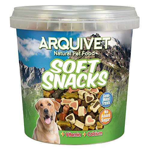 Arquivet Zachte snacks voor honden, natuurlijke snacks in botvorm en hartjes, natuurlijke lekkernijen en lekkernijen, lekkernijen voor honden, 800 g