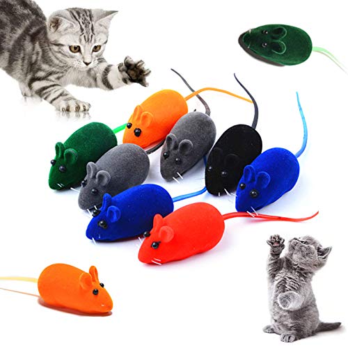 SHFSDHF Muizen Speelgoed voor Katten Kitten Speelgoed voor Indoor Katten Interactive Speelgoed Muizen Interactieve voor Katten Kitty Ideaal Kattenspeeltje Om de Huistijgers Bezig Te Houden 10 Stuks