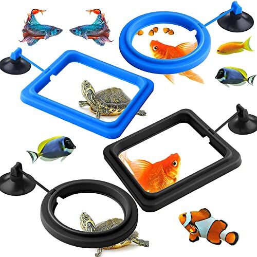 Lwtsrp 4 Stuks Visvoerring, Aquarium Voederring, Aquarium Feeder Ring, Vis Voedsel Feeders met Zuignap, Aquarium en Tank Drijvende Ringen, voor Guppy, Betta's, Goudvissen, Schildpad