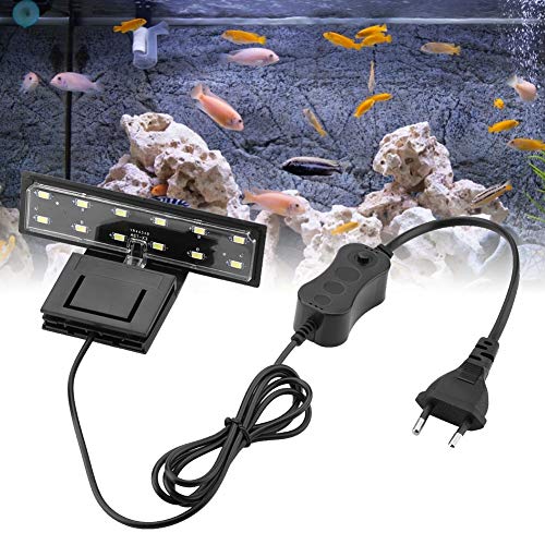 EECOO Aquariumverlichting, led, 5 W, clip, lamp voor zoet water of zee, aquariumverlichting, waterdicht, vistank (wit licht)