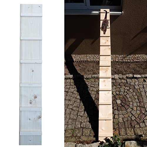 QLS Kattenladder, kattentrap voor balkon, trap, 4,8 m, met metalen haken