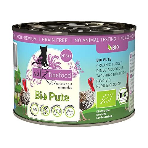 Catz finefood Biologisch kattenvoer kalkoen N° 511 natvoer voor katten 6 x 200 g zonder granen en toegevoegde suiker (1,2 kg)